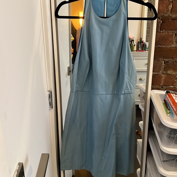 3.1 PHILLIP LIM MAINLINE BUTTER SOFT LEATHER HALTER DRESS IN POWDER BLUE 4 - Picture 6 of 7